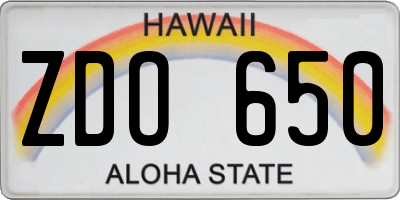 HI license plate ZDO650