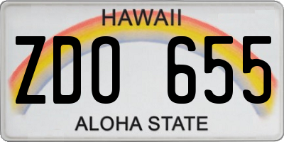 HI license plate ZDO655