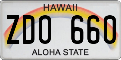 HI license plate ZDO660