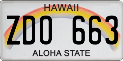 HI license plate ZDO663