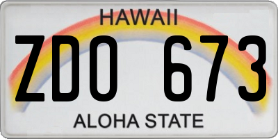 HI license plate ZDO673