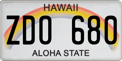 HI license plate ZDO680