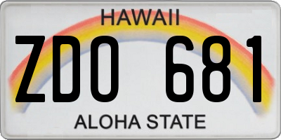 HI license plate ZDO681