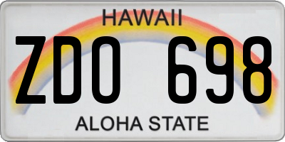 HI license plate ZDO698