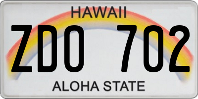 HI license plate ZDO702
