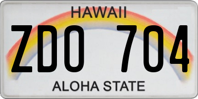 HI license plate ZDO704