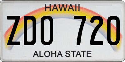 HI license plate ZDO720