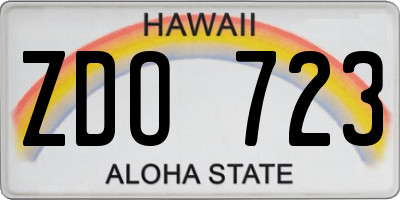 HI license plate ZDO723