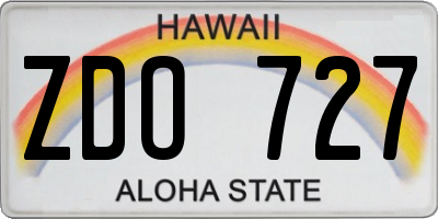 HI license plate ZDO727