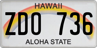 HI license plate ZDO736