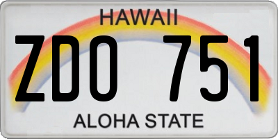 HI license plate ZDO751