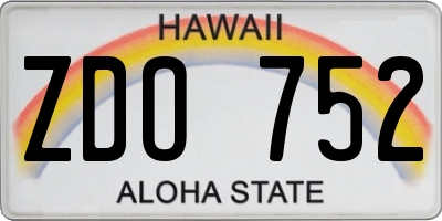 HI license plate ZDO752