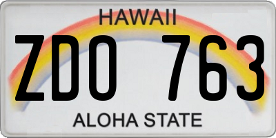 HI license plate ZDO763