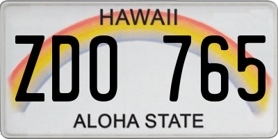 HI license plate ZDO765