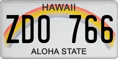 HI license plate ZDO766