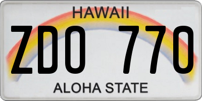 HI license plate ZDO770