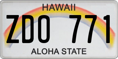 HI license plate ZDO771