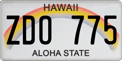 HI license plate ZDO775