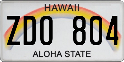 HI license plate ZDO804