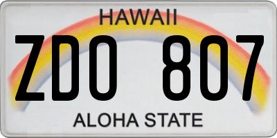 HI license plate ZDO807
