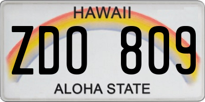 HI license plate ZDO809