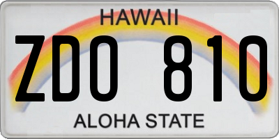 HI license plate ZDO810