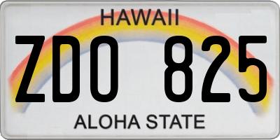 HI license plate ZDO825