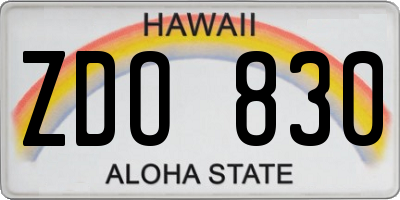 HI license plate ZDO830