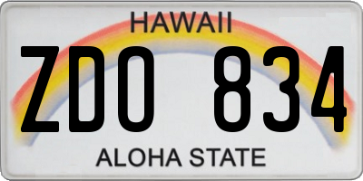 HI license plate ZDO834