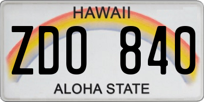 HI license plate ZDO840