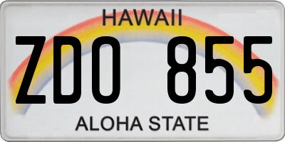 HI license plate ZDO855
