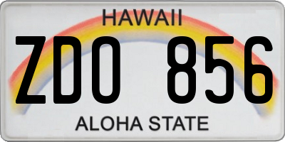 HI license plate ZDO856