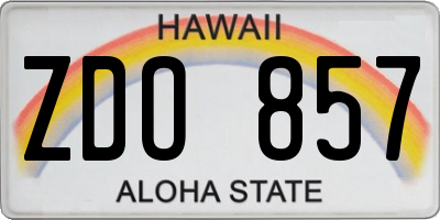 HI license plate ZDO857