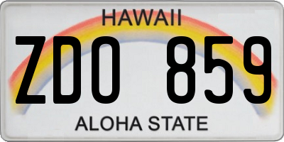 HI license plate ZDO859