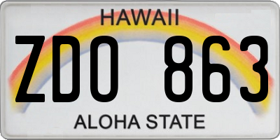 HI license plate ZDO863