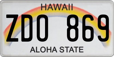 HI license plate ZDO869