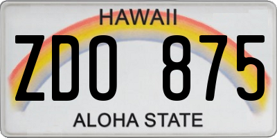 HI license plate ZDO875