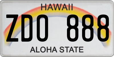 HI license plate ZDO888