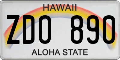 HI license plate ZDO890