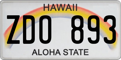 HI license plate ZDO893