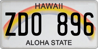 HI license plate ZDO896