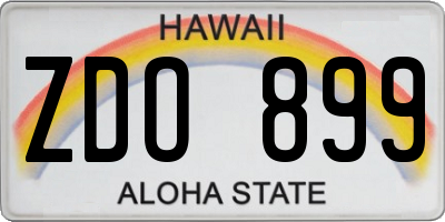 HI license plate ZDO899