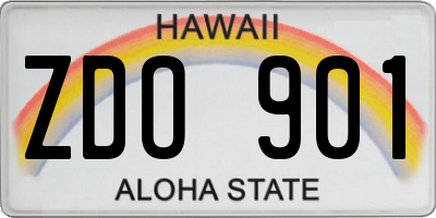 HI license plate ZDO901