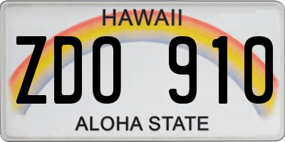 HI license plate ZDO910