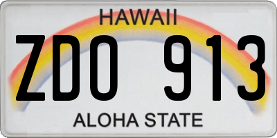 HI license plate ZDO913