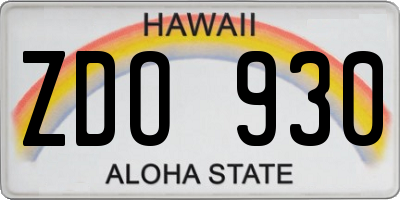 HI license plate ZDO930