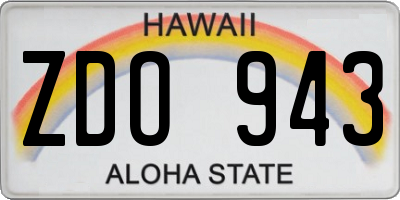 HI license plate ZDO943