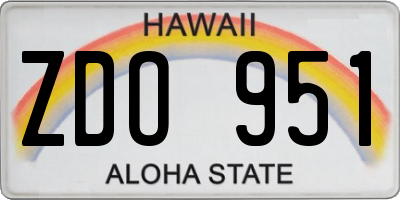 HI license plate ZDO951