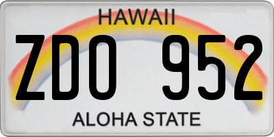 HI license plate ZDO952