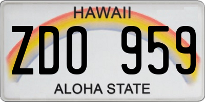 HI license plate ZDO959